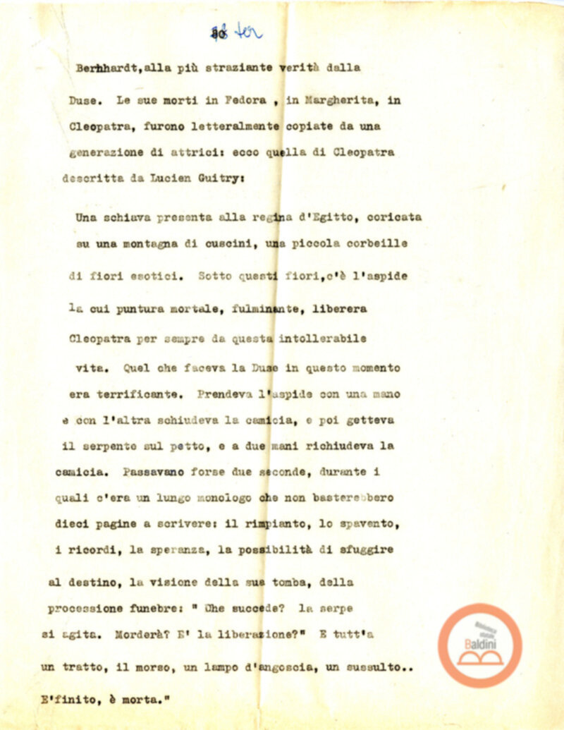 Eleonora Duse e il suo tempo - copione spettacolo