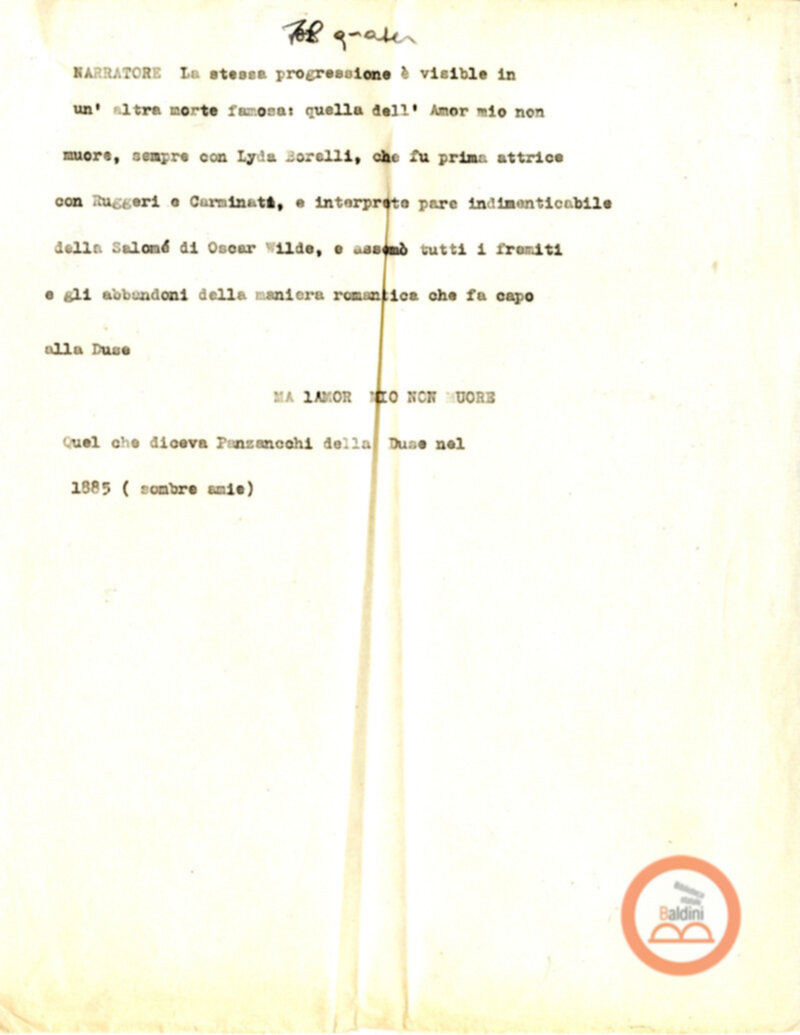 Eleonora Duse e il suo tempo - copione spettacolo