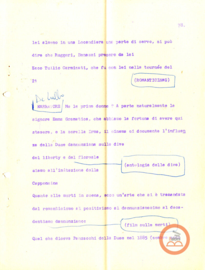 Eleonora Duse e il suo tempo - copione spettacolo