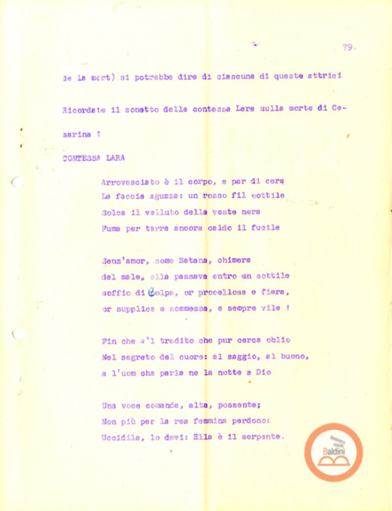 Eleonora Duse e il suo tempo - copione spettacolo