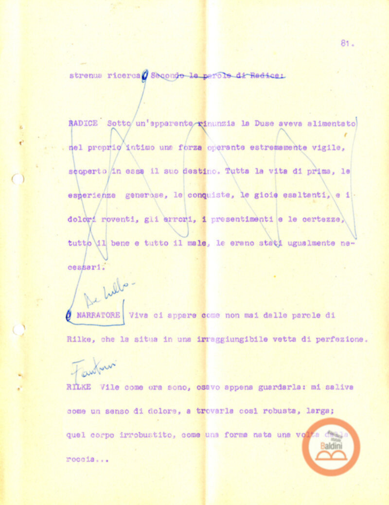 Eleonora Duse e il suo tempo - copione spettacolo