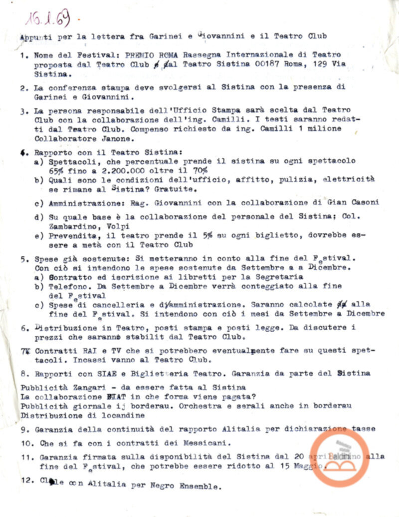 Premio Roma '69 - organizzazione rassegna stampa