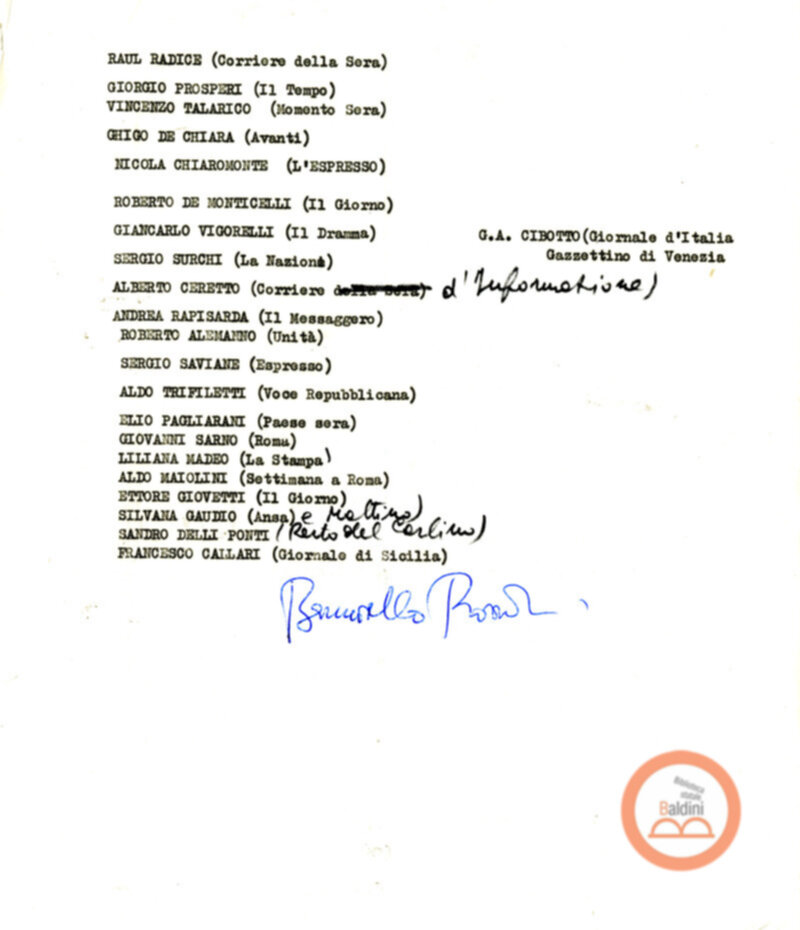Premio Roma '69 - lettera ai critici