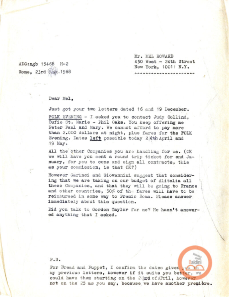 Premio Roma '70 - corrispondenza