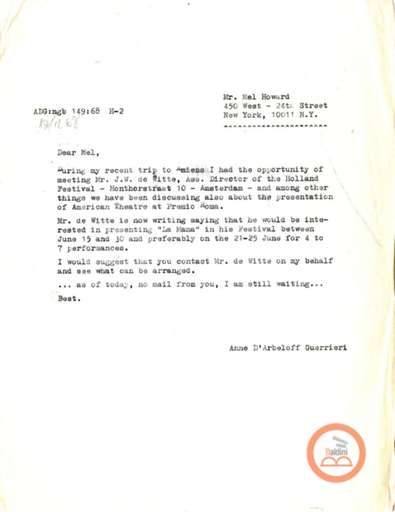 Premio Roma '70 - corrispondenza