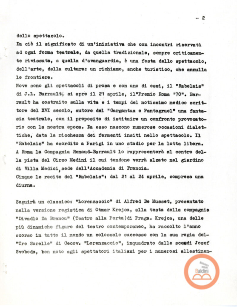 Premio Roma '70 - presentazione