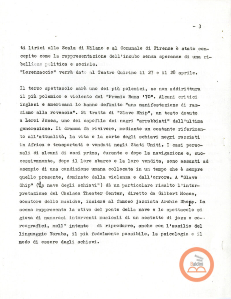 Premio Roma '70 - presentazione