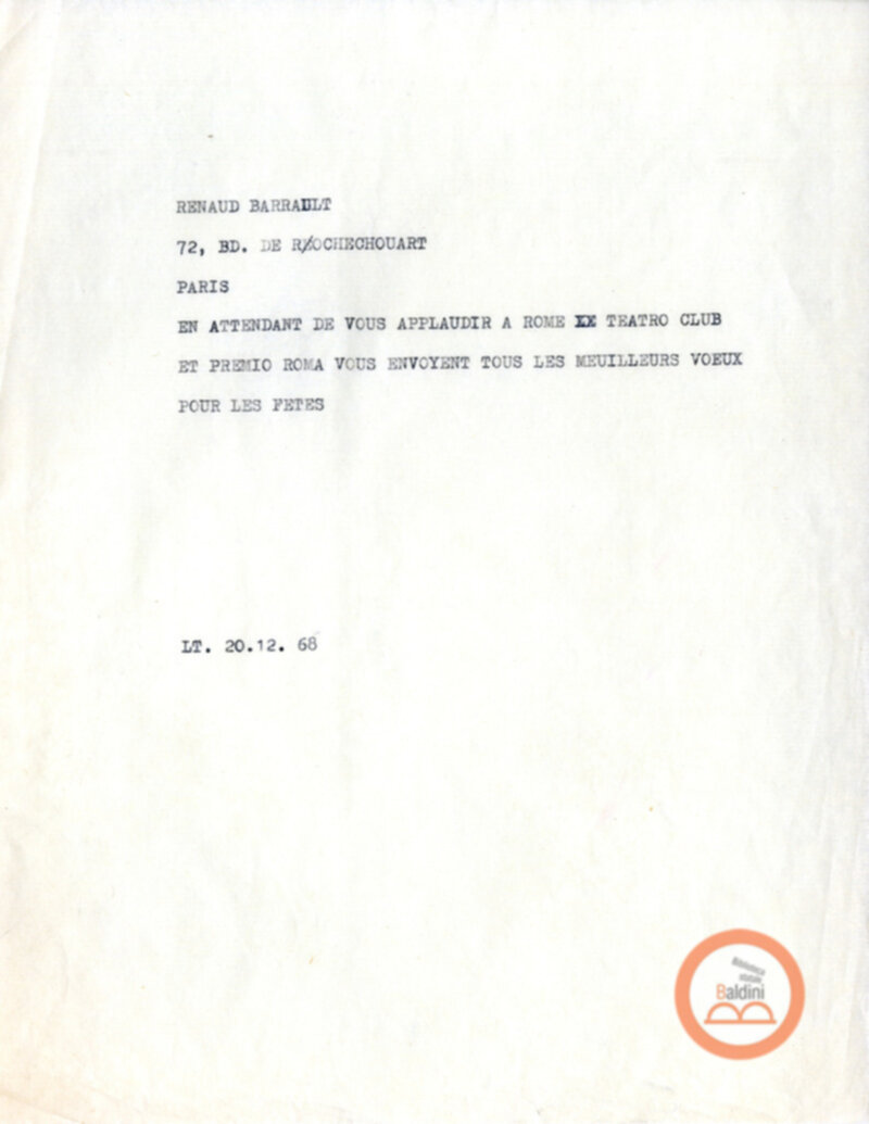 Premio Roma '70 - corrispondenza