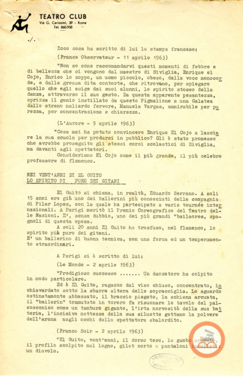 Protagonisti de L'antologia drammatica del Flamenco