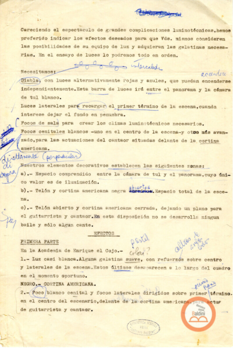 Piano luci per L'antologia drammatica del Flamenco