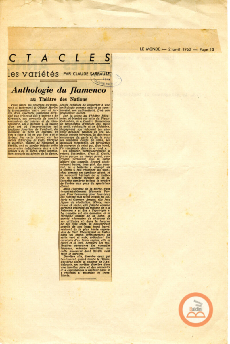 Antologia drammatica del Flamenco. Ritagli stampa