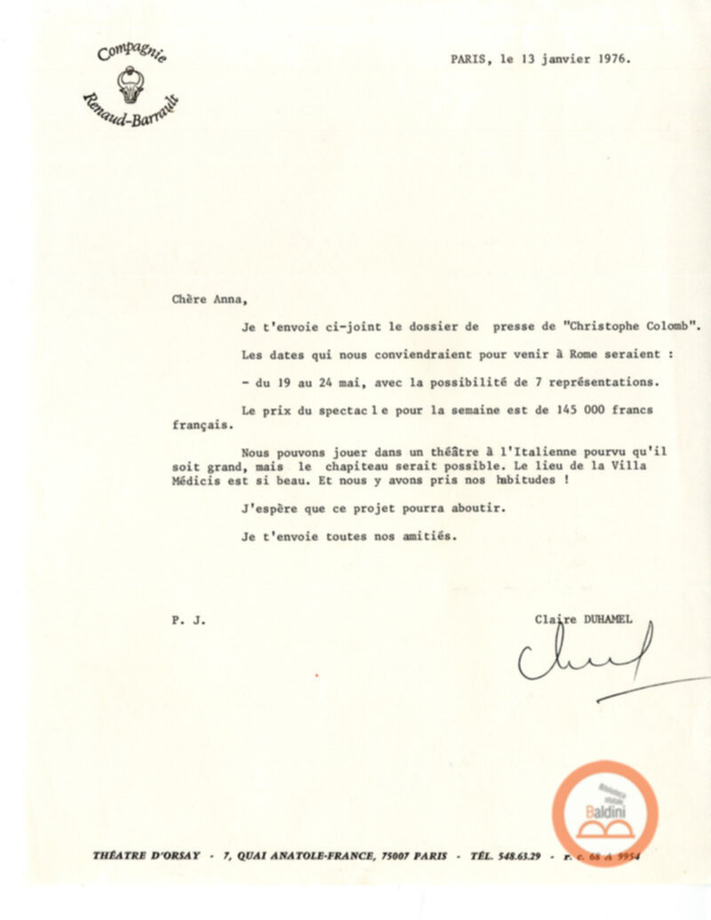 Christophe Colomb - corrispondenza