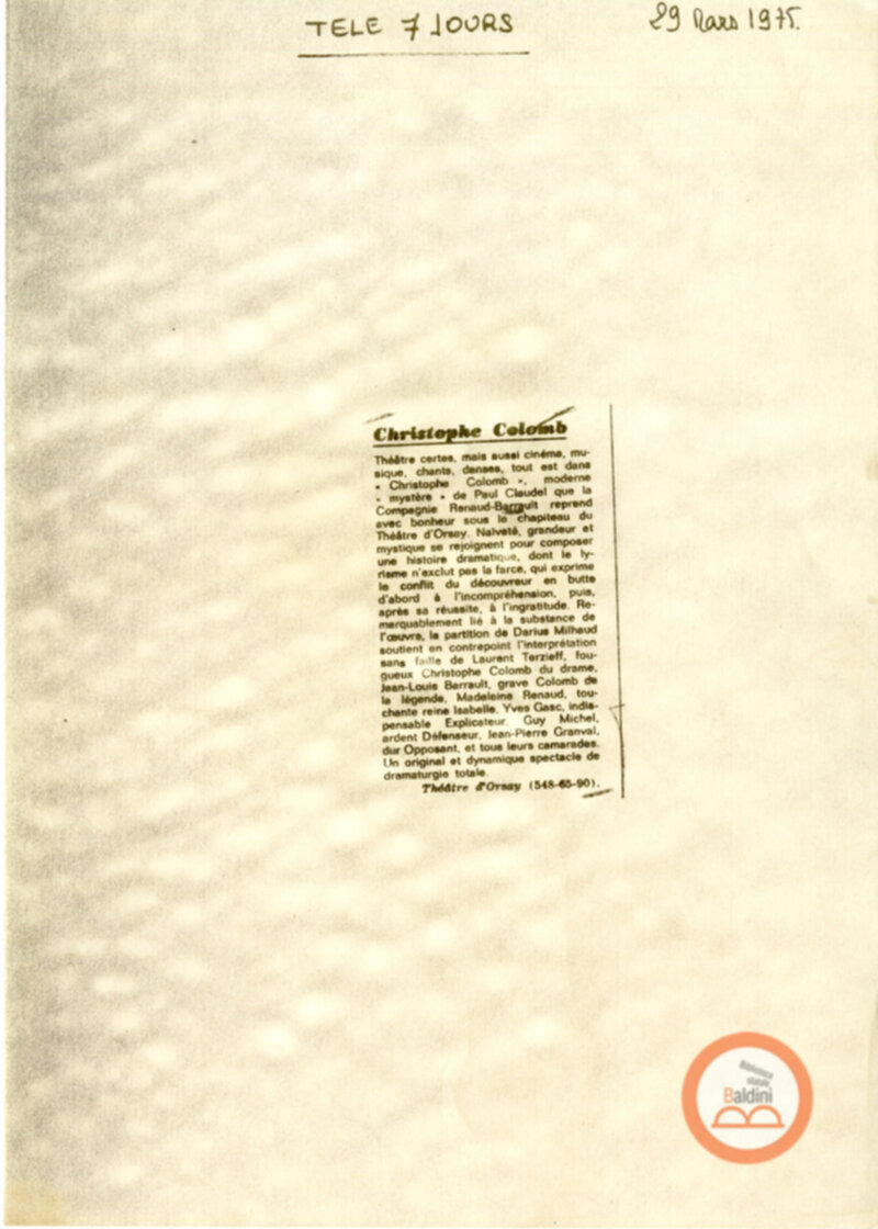 Christophe Colomb - rassegna stampa