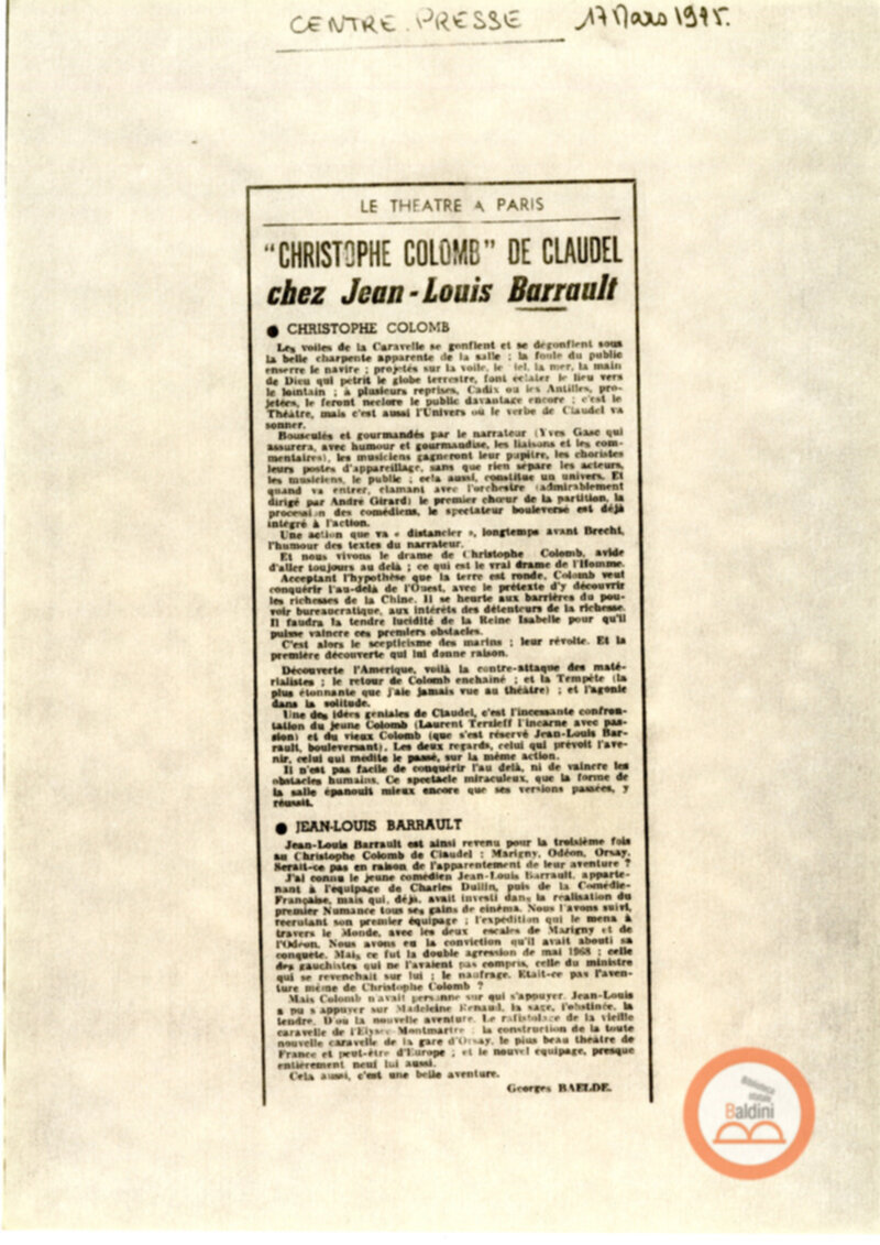 Christophe Colomb - rassegna stampa