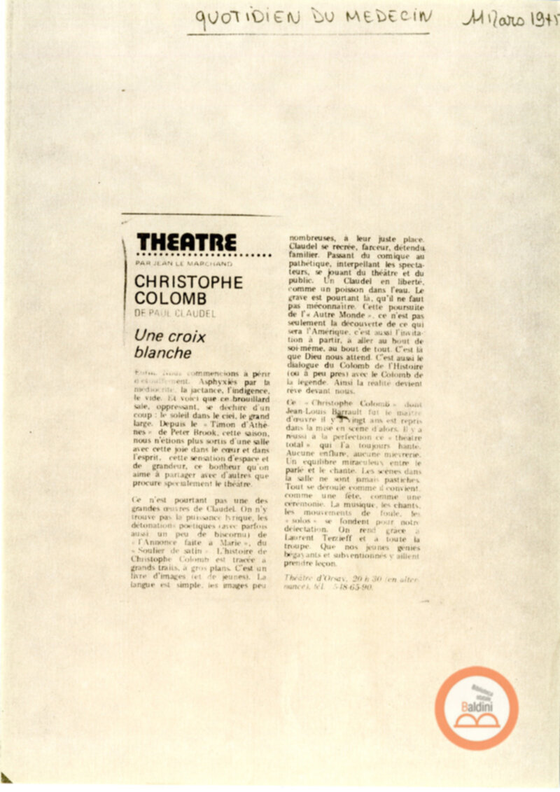 Christophe Colomb - rassegna stampa