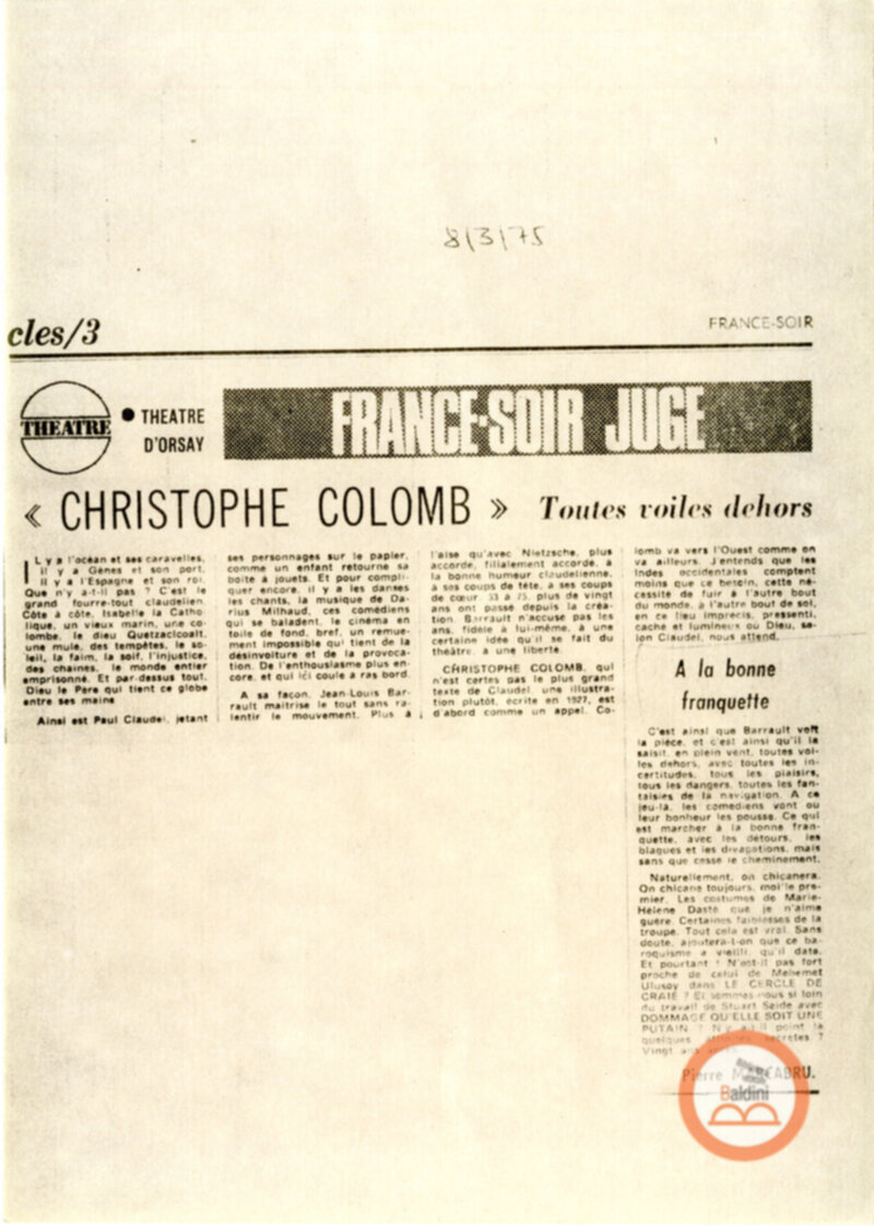 Christophe Colomb - rassegna stampa