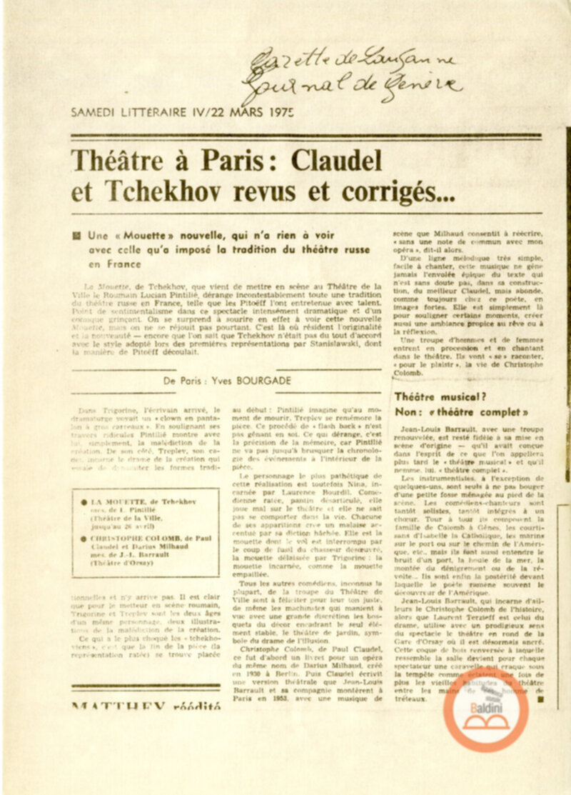 Christophe Colomb - rassegna stampa