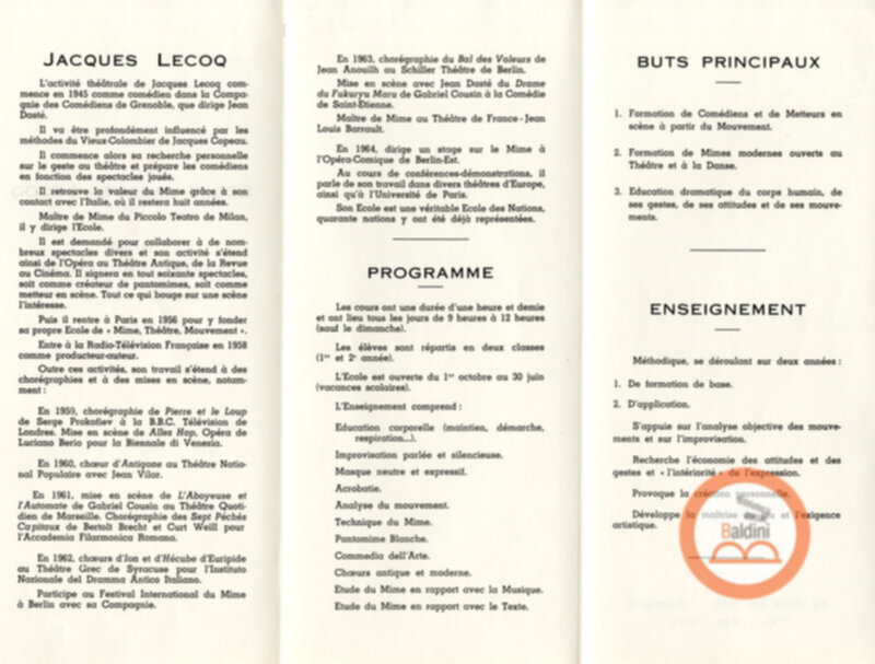 Ecole Jacques Lecoq mime Théatre-Mouvement