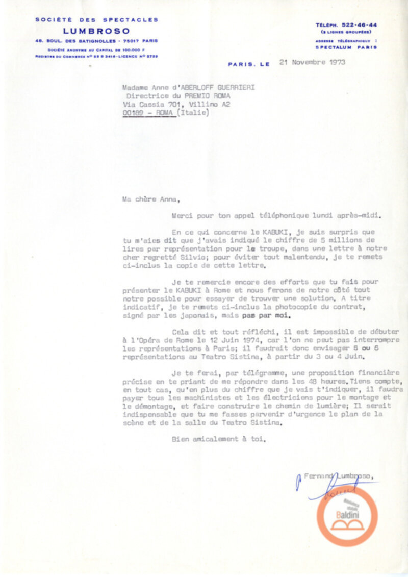 Premio Roma 1974 - danza kabuki