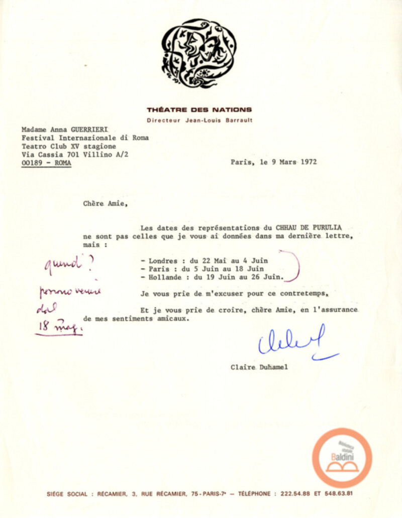 Corrispondenza con Claire Duhamel