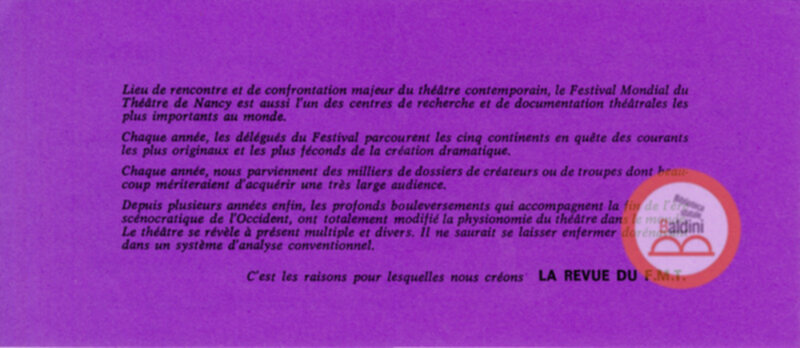 IX Festival Mondial du Théâtre - invito