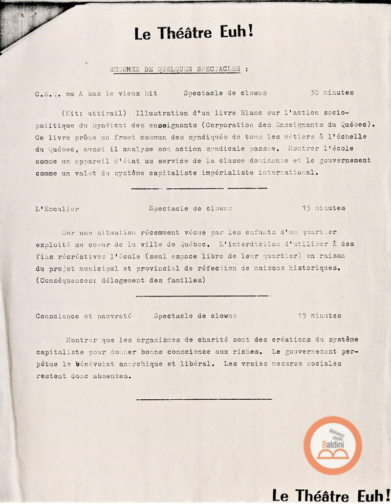 Festival Mondial du Théâtre - corrispondenza