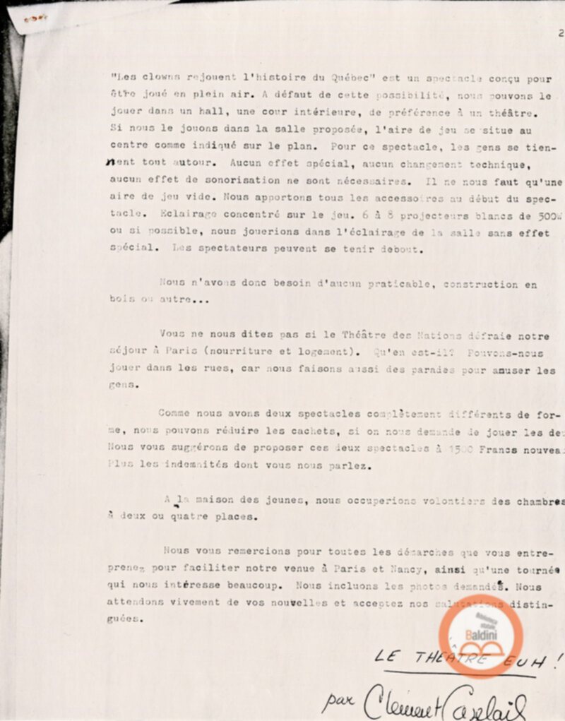 Festival Mondial du Théâtre - corrispondenza