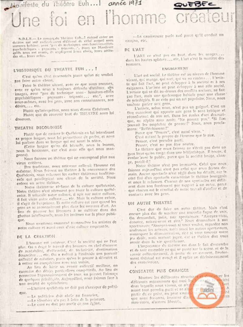Festival Mondial du Théâtre - corrispondenza