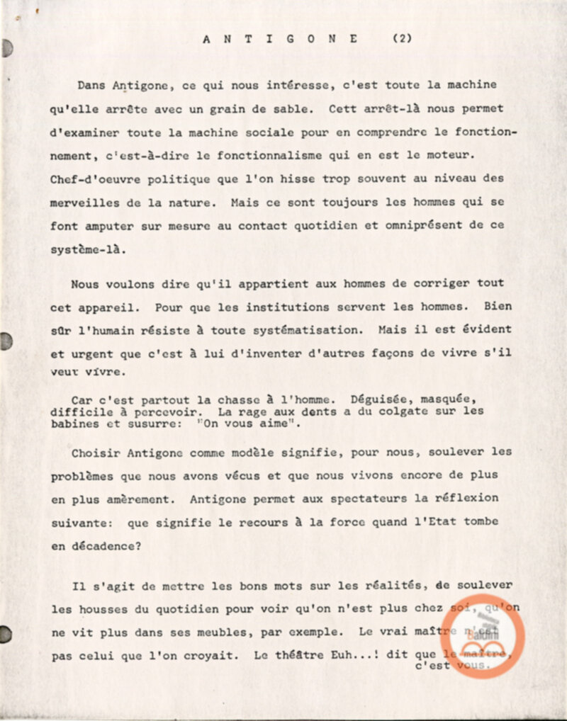 Festival Mondial du Théâtre - corrispondenza