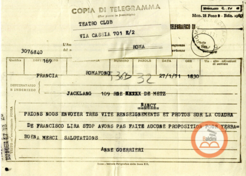 Festival Mondial du Théatre di Nancy - corrispondenza