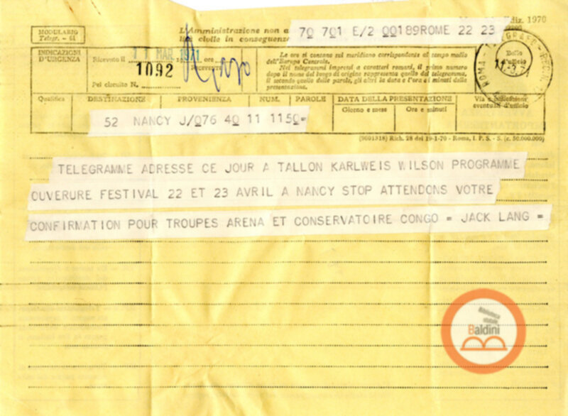 Festival Mondial du Théatre di Nancy - corrispondenza