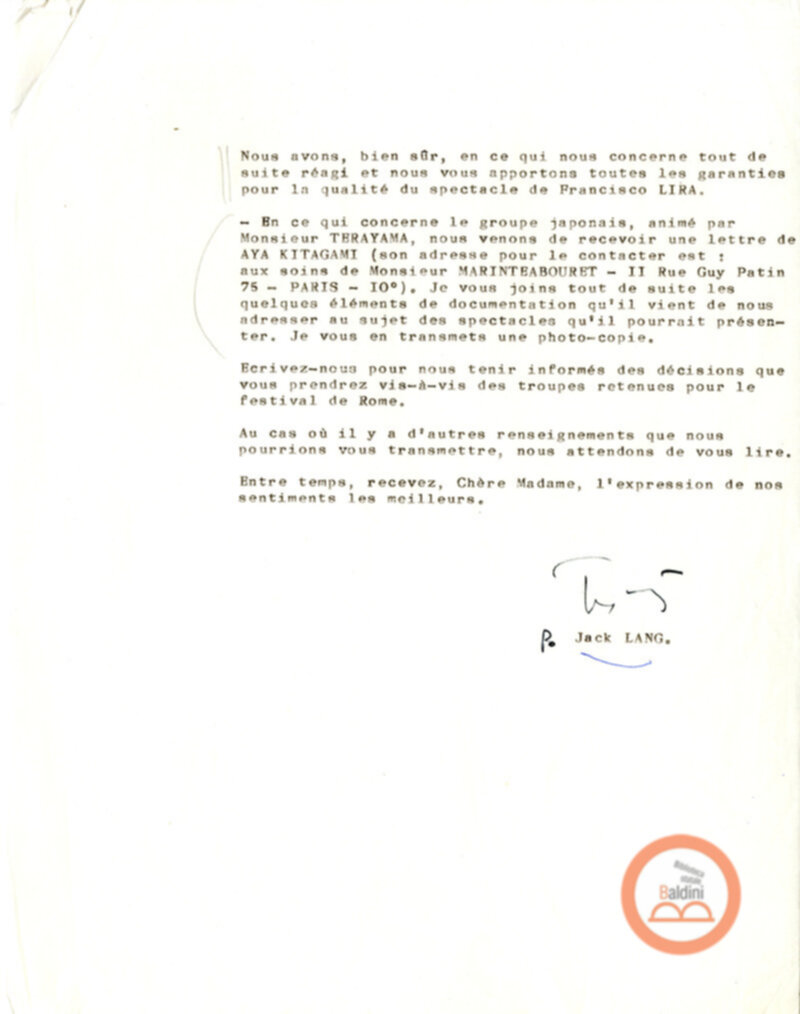Festival Mondial du Théatre di Nancy - corrispondenza