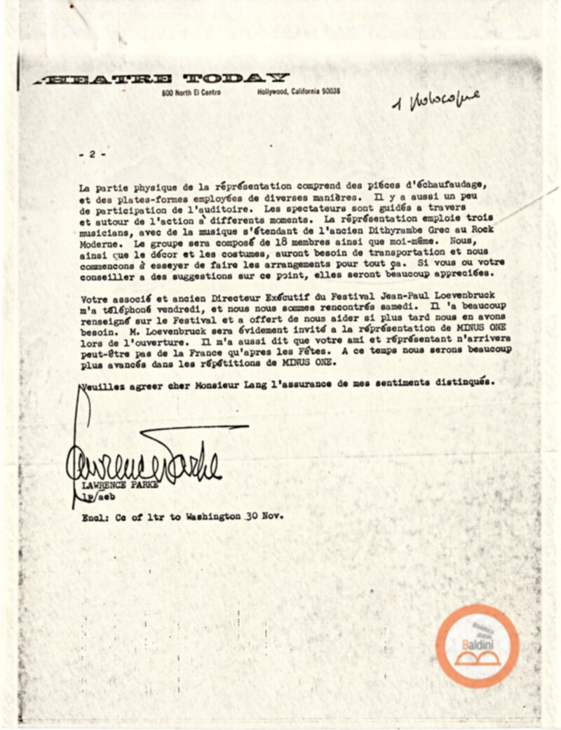 Festival Mondial du Théatre di Nancy - corrispondenza