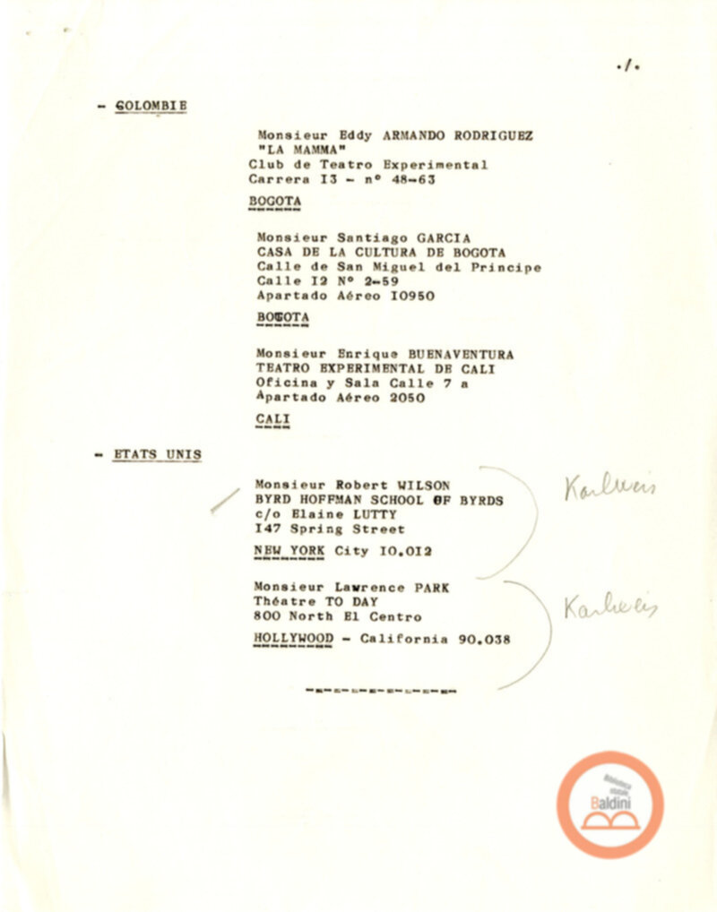 Festival Mondial du Théatre di Nancy - corrispondenza