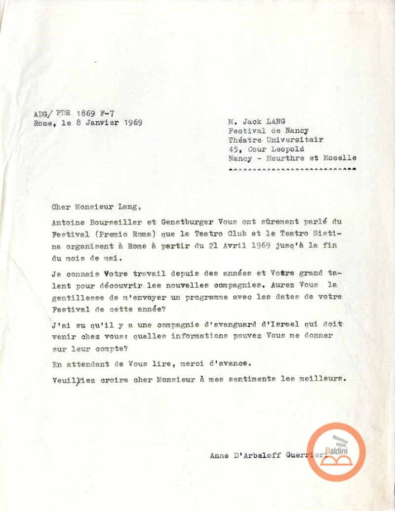 Festival Mondial du Théatre di Nancy - corrispondenza