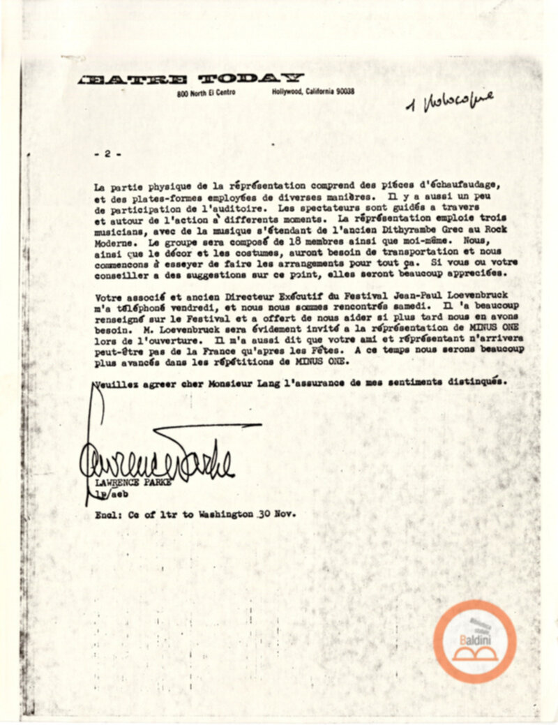 Festival Mondial du Théatre di Nancy - corrispondenza