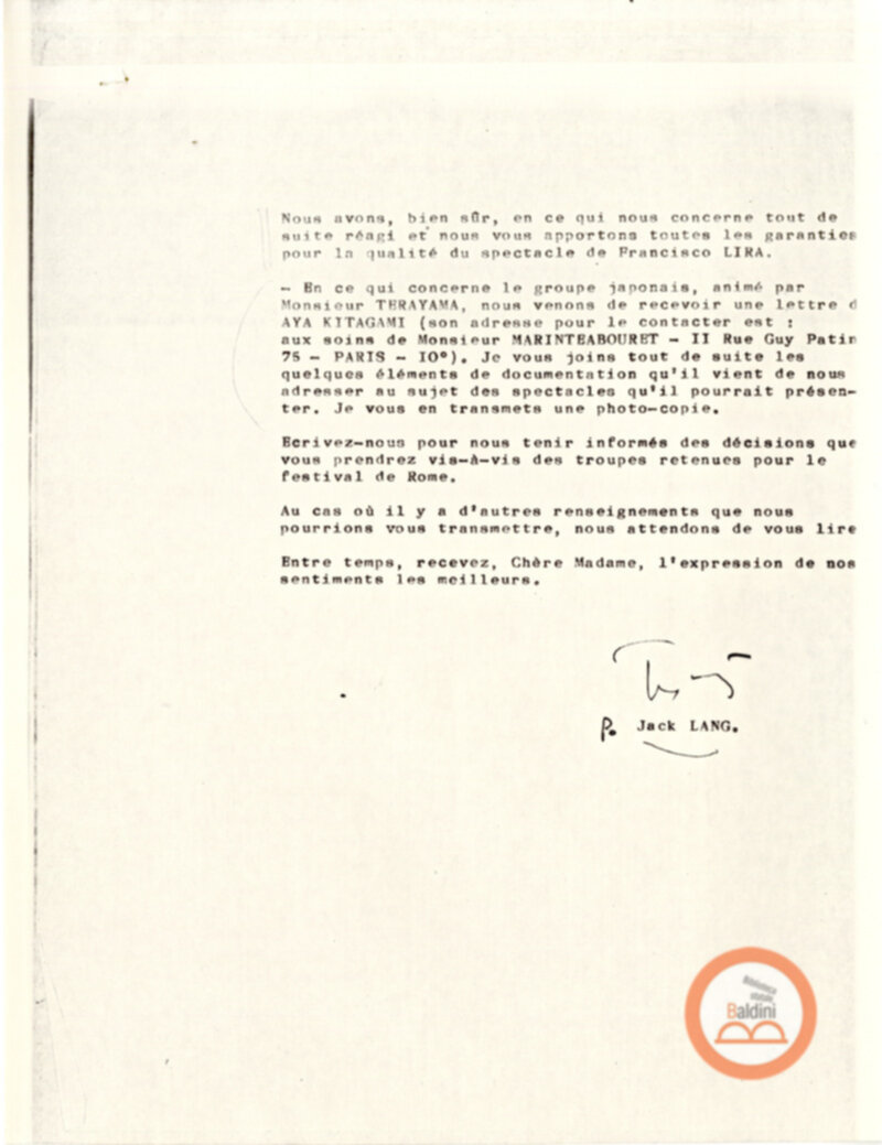 Festival Mondial du Théatre di Nancy - corrispondenza