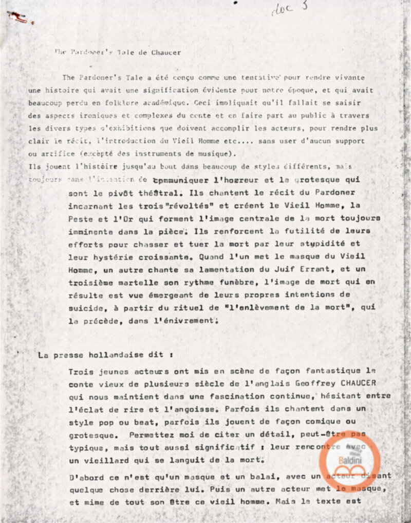 Festival Mondial du Théatre di Nancy - corrispondenza