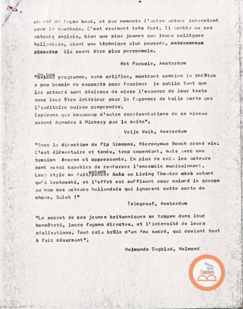 Festival Mondial du Théatre di Nancy - corrispondenza