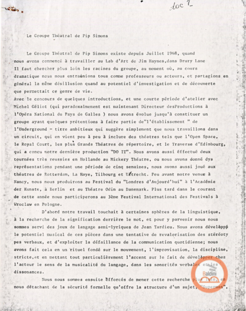 Festival Mondial du Théatre di Nancy - corrispondenza