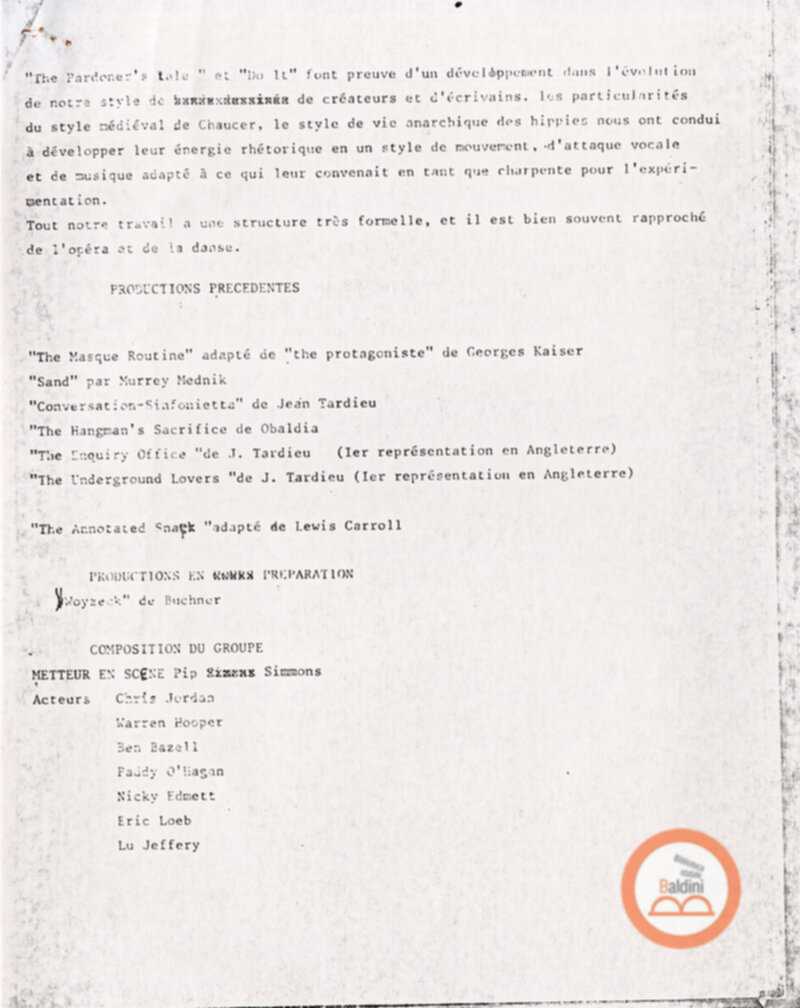 Festival Mondial du Théatre di Nancy - corrispondenza