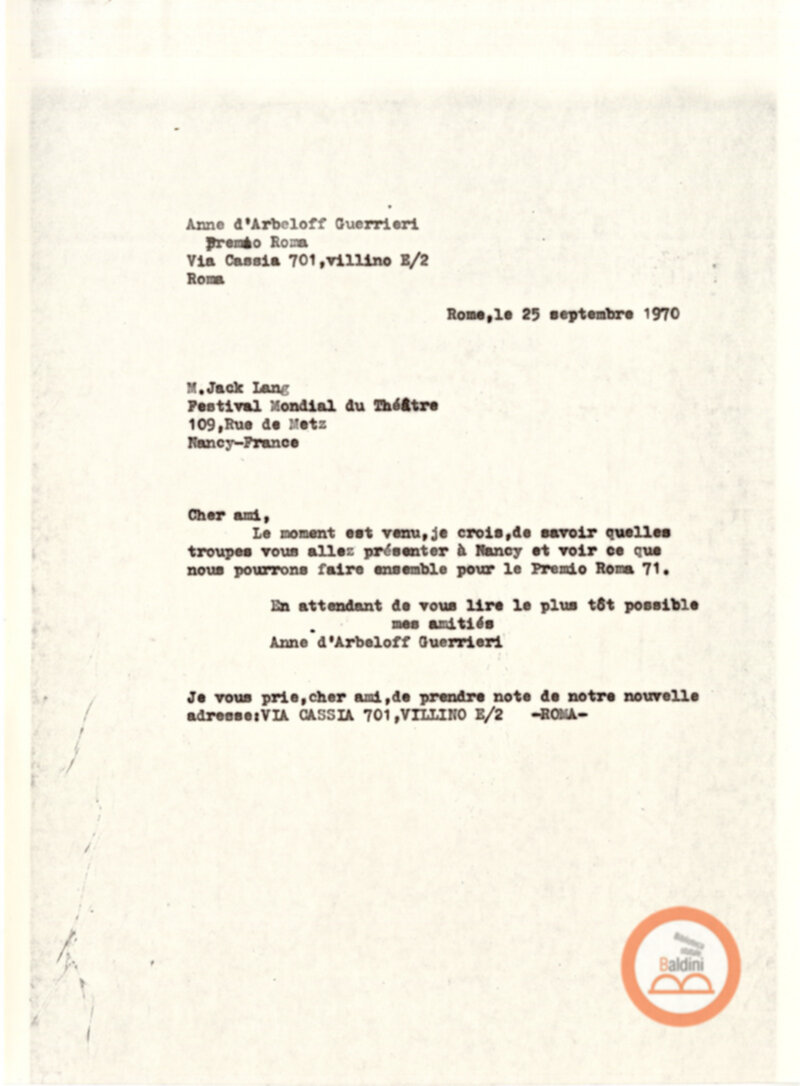 Festival Mondial du Théatre di Nancy - corrispondenza