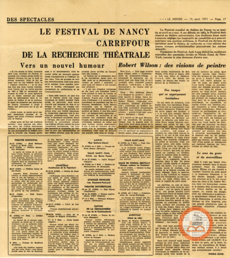 Festival Mondial du Théatre di Nancy - rassegna stampa