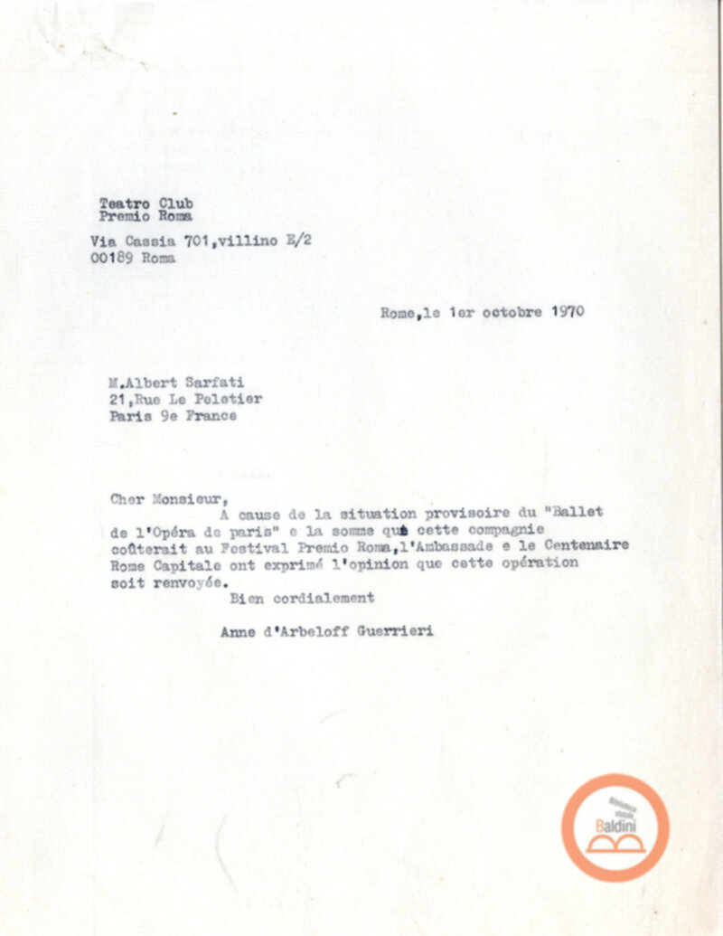 Compagnia Renaud-Barrault - corrispondenza