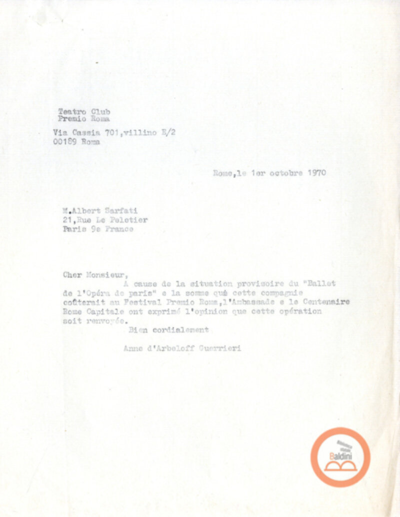 Compagnia Renaud-Barrault - corrispondenza