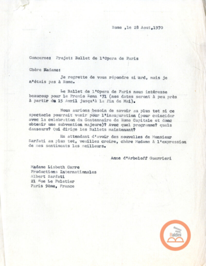 Compagnia Renaud-Barrault - corrispondenza