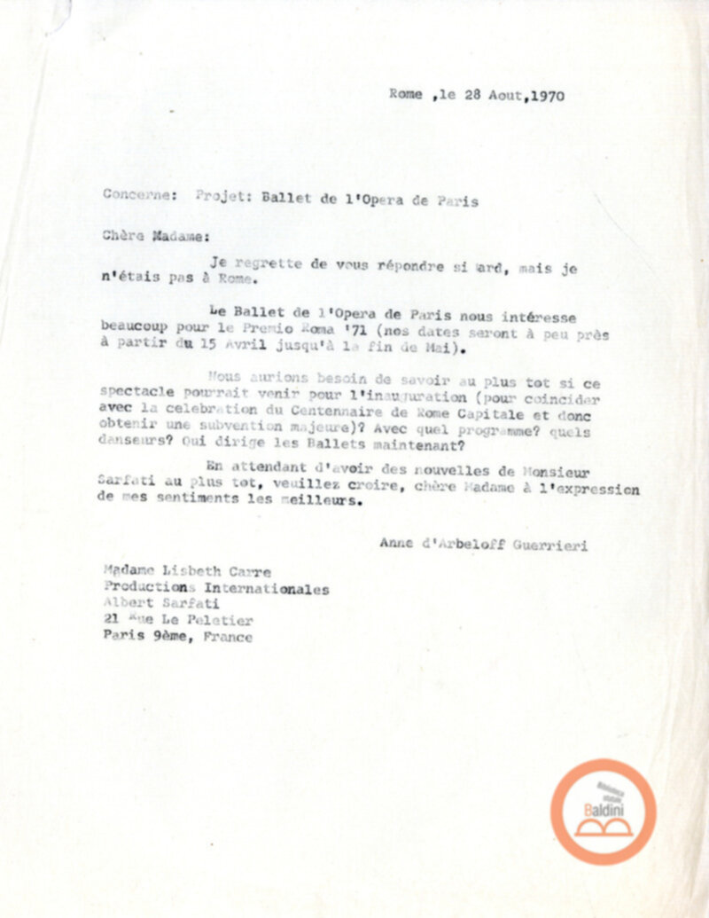 Compagnia Renaud-Barrault - corrispondenza