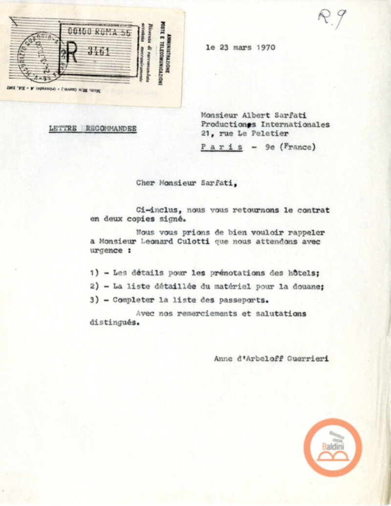 Compagnia Renaud-Barrault - corrispondenza