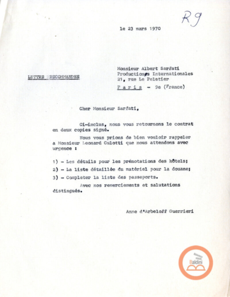 Compagnia Renaud-Barrault - corrispondenza