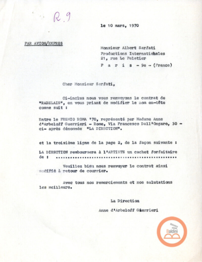 Compagnia Renaud-Barrault - corrispondenza